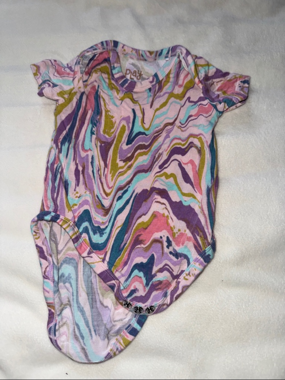 Little Sleepies Pink Purple Multicolor Marbled One-Piece Bodysuit